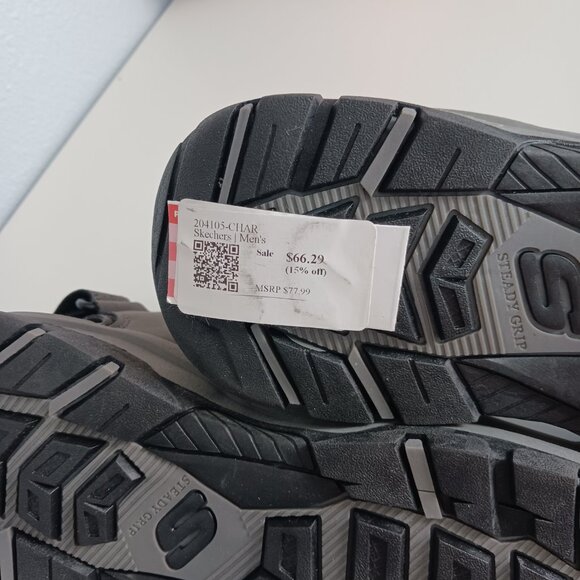 Men's Skechers Sandals Velcro Steady Grip Sole Charcoal and Blue New With Tags - Picture 2 of 7